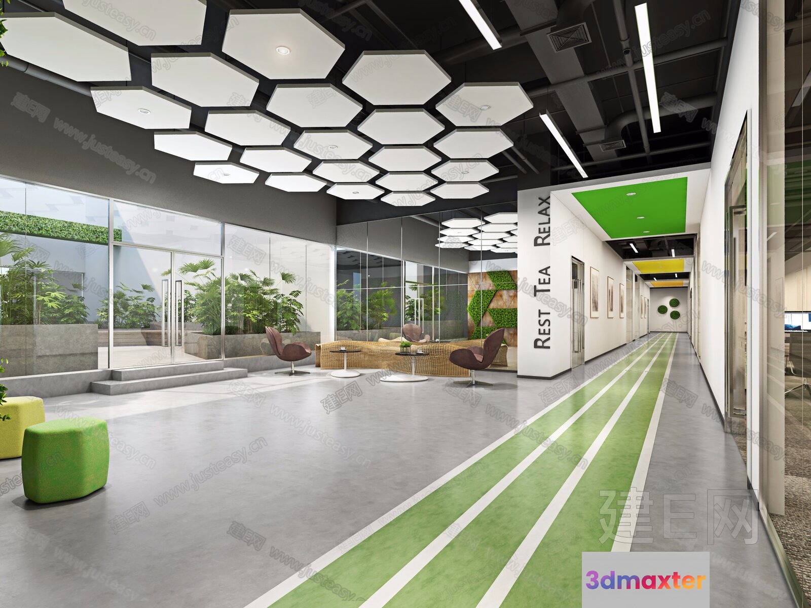 Modern Office Space 3D Model - 2881 - VRAY Render