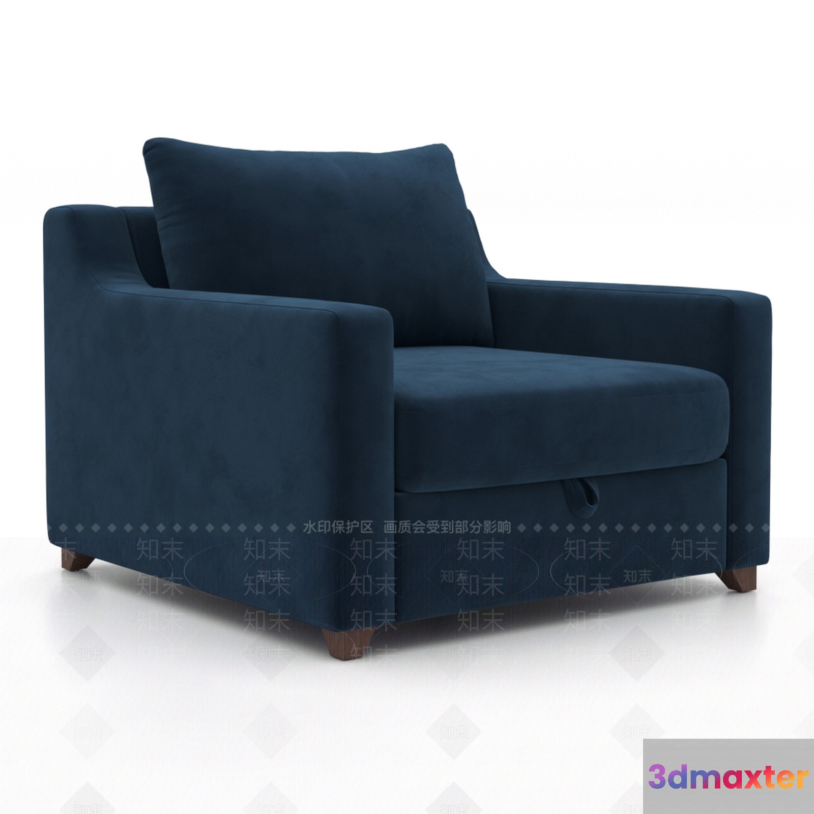 Blue Velvet Chair 3D Model - 13147 - VRAY Render