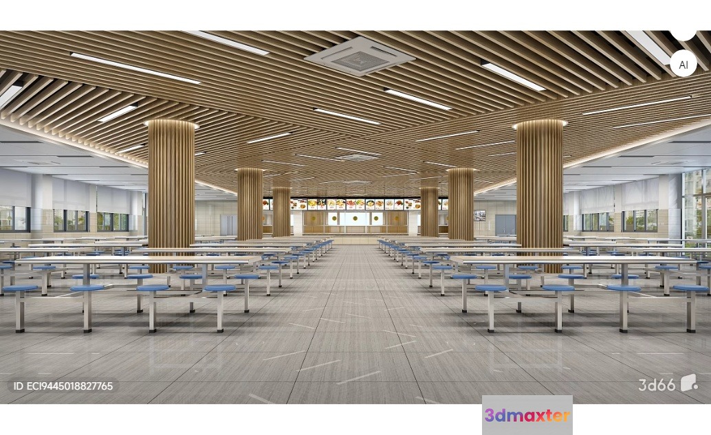 Modern Cafeteria 3D Model - 4305 - VRAY Render