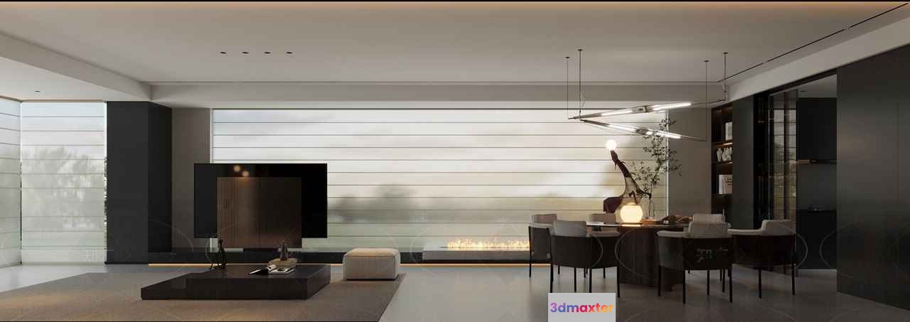 Modern Living Room 3D Model - 3518 - VRAY Render