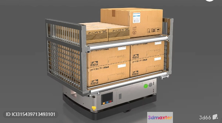 A Metal And Cardboard Storage Cart 3D Model - 6690 - VRAY Render