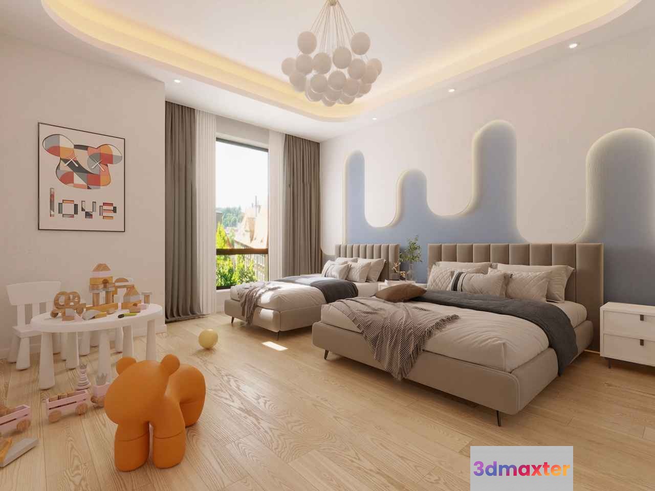 Modern Kids Bedroom 3D Model - 5491 - VRAY Render