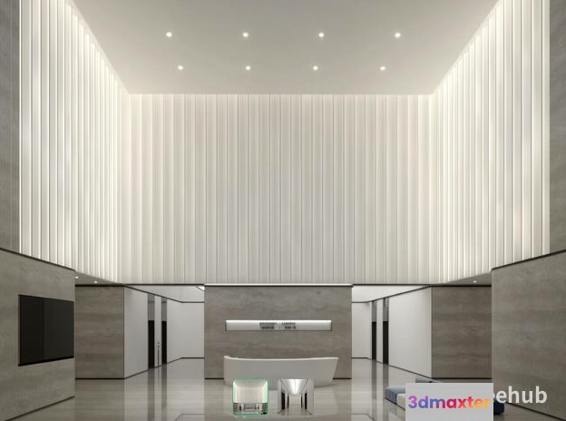 Modern Minimalist Lobby 3D Model - 22290 - VRAY Render