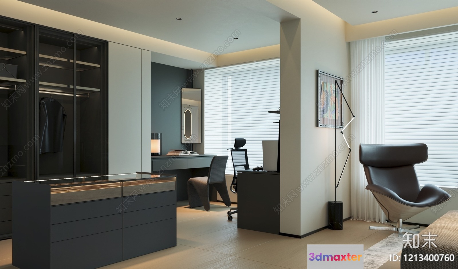 Modern Home Office 3D Model - 5627 - VRAY Render
