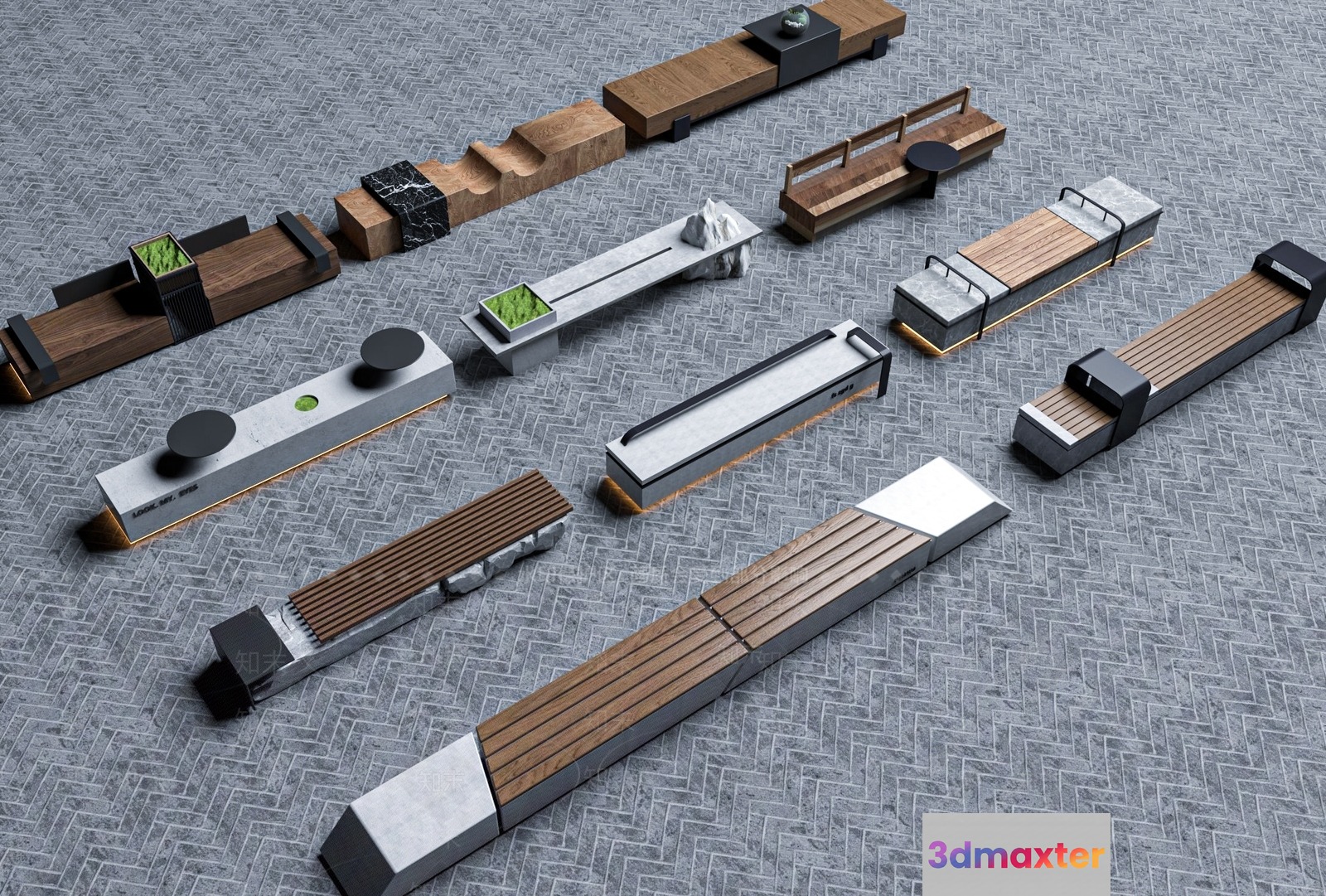Modern Urban Furniture 3D Model - 9981 - VRAY Render