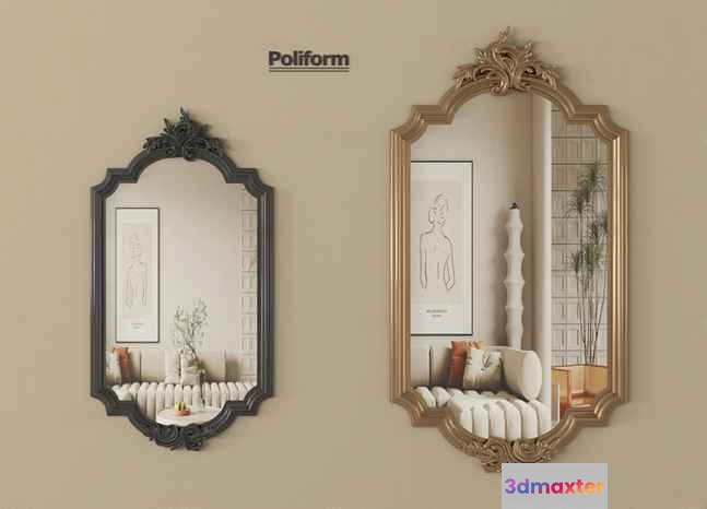 Two Ornate Mirrors 3D Model - 9728 - VRAY Render