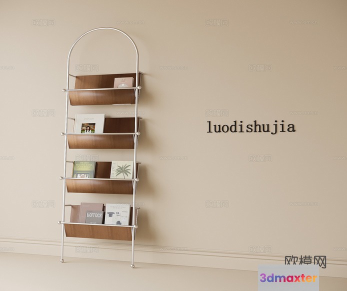 A Metal And Fabric Bookshelf 3D Model - 5112 - VRAY Render