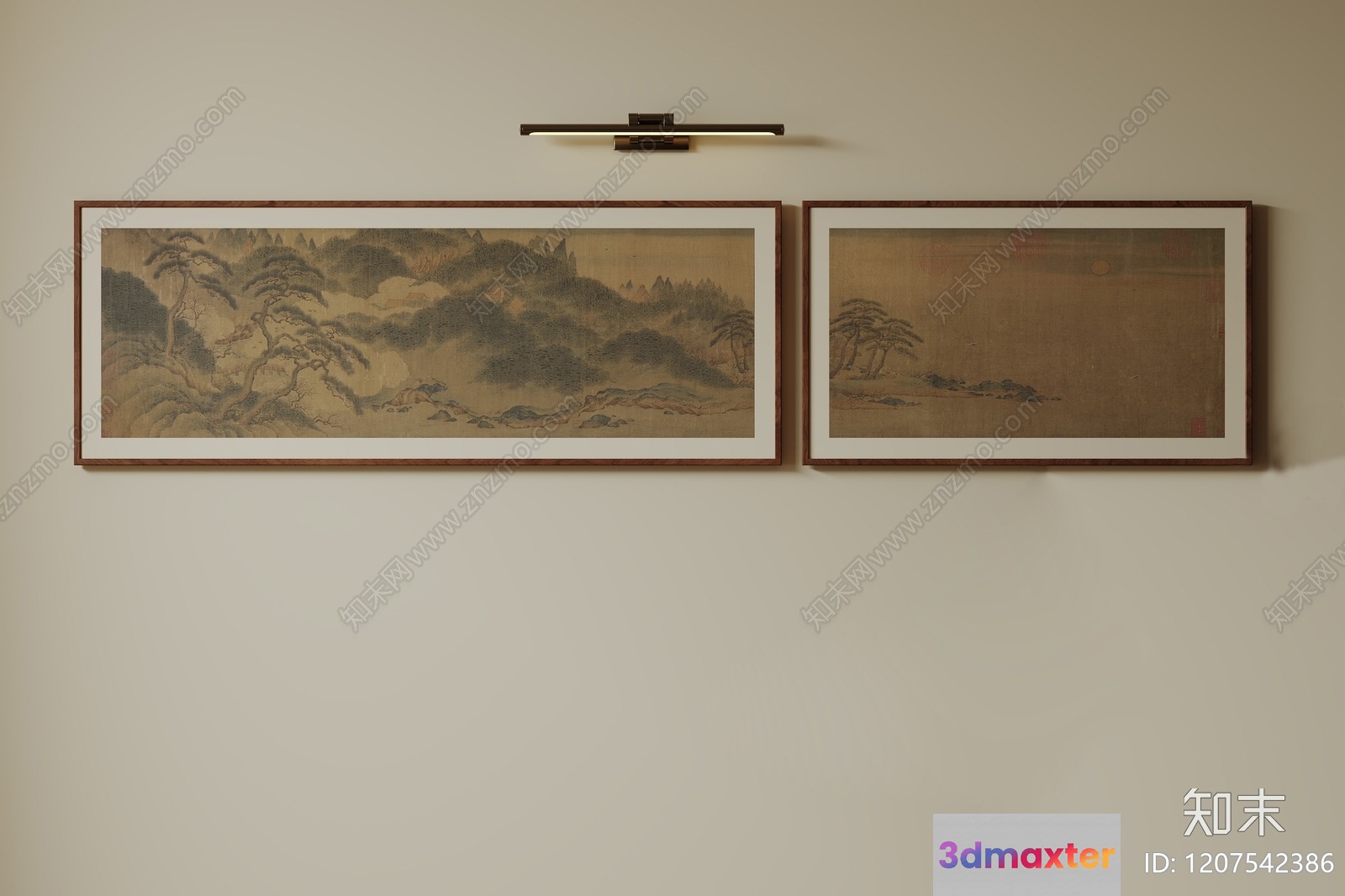 A Wall With Two Paintings 3D Model - 13096 - VRAY Render