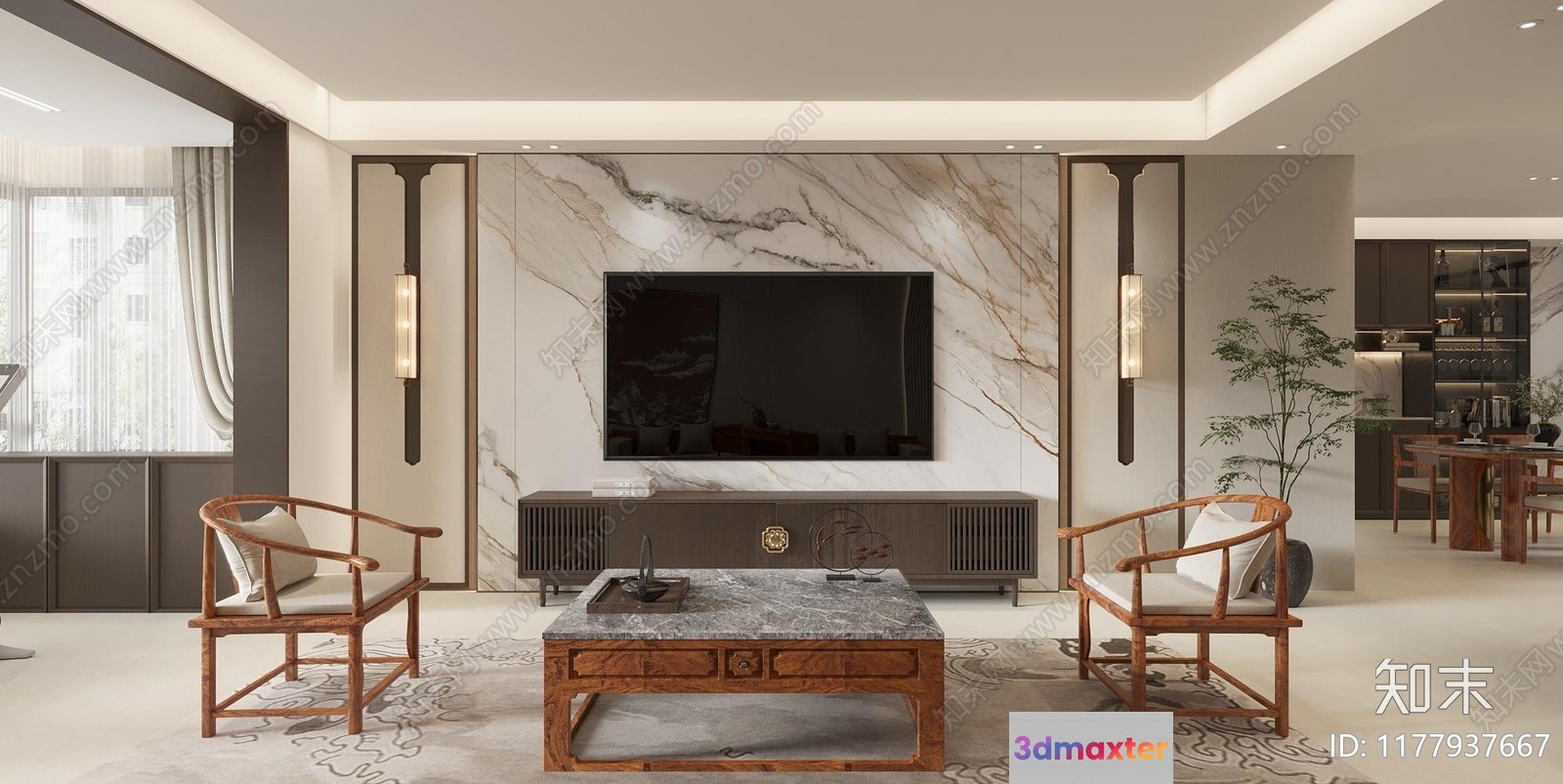 Modern Living Room 3D Model - 6516 - VRAY Render
