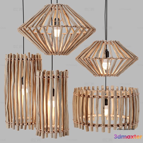 Light Fixtures Made Of Bamboo 3D Model - 12857 - CORONA Render