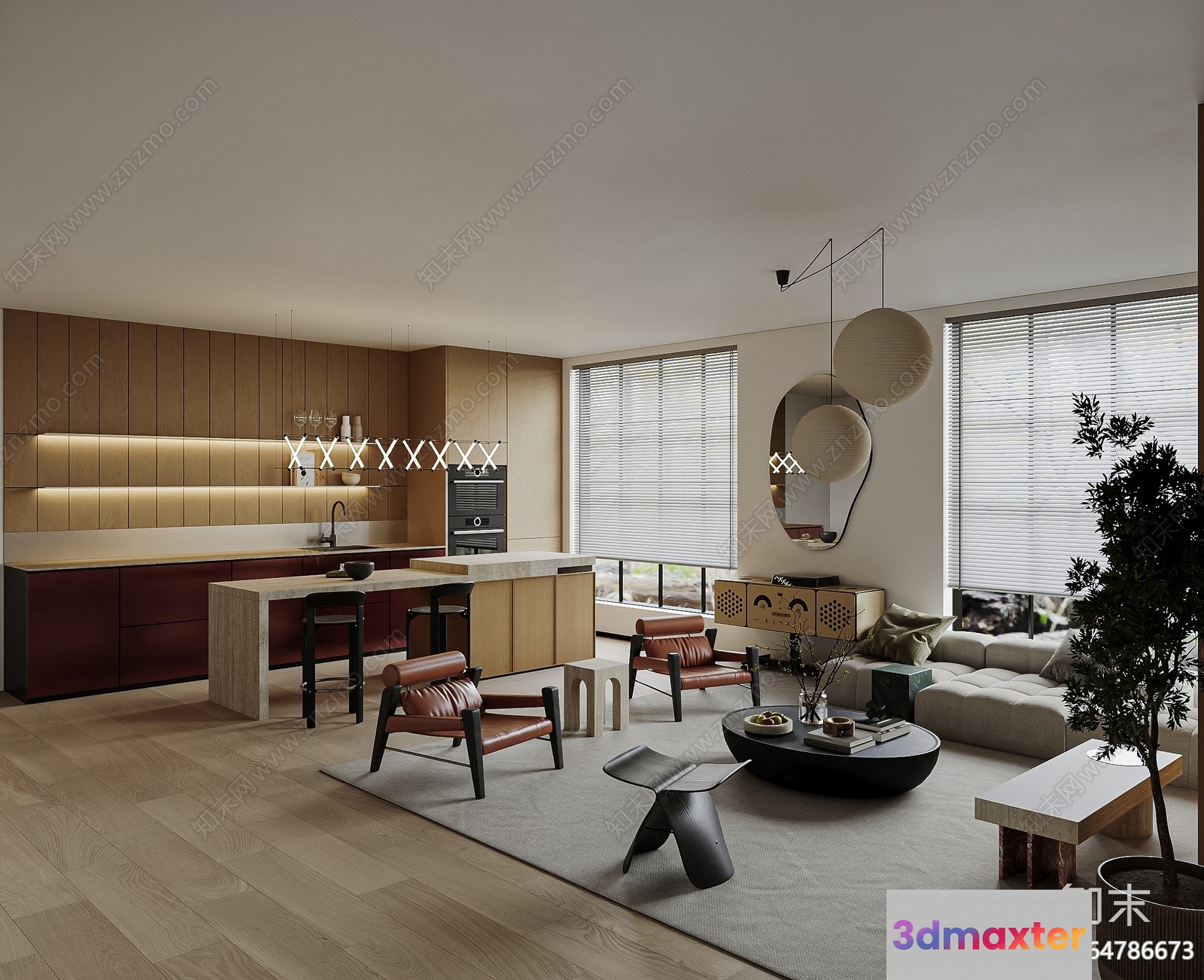 Modern Living Room 3D Model - 17411 - VRAY Render
