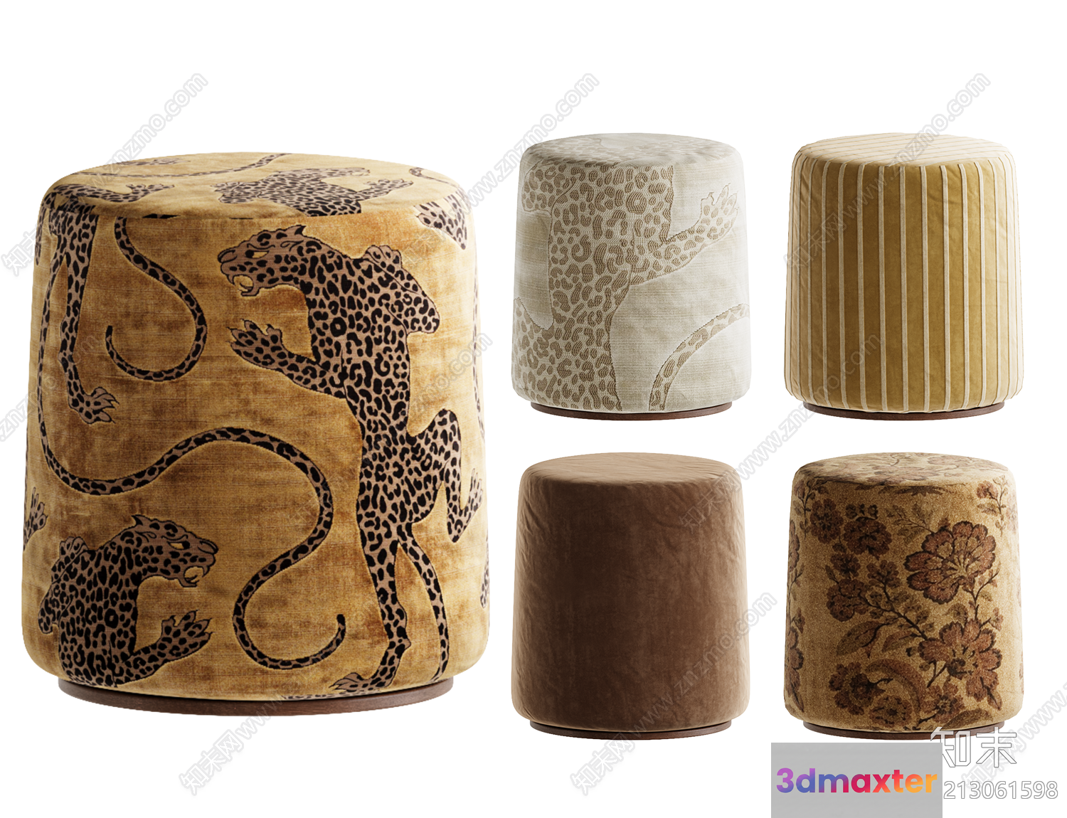 This Image Features A Collection Of Stools 3D Model - 6314 - VRAY Render