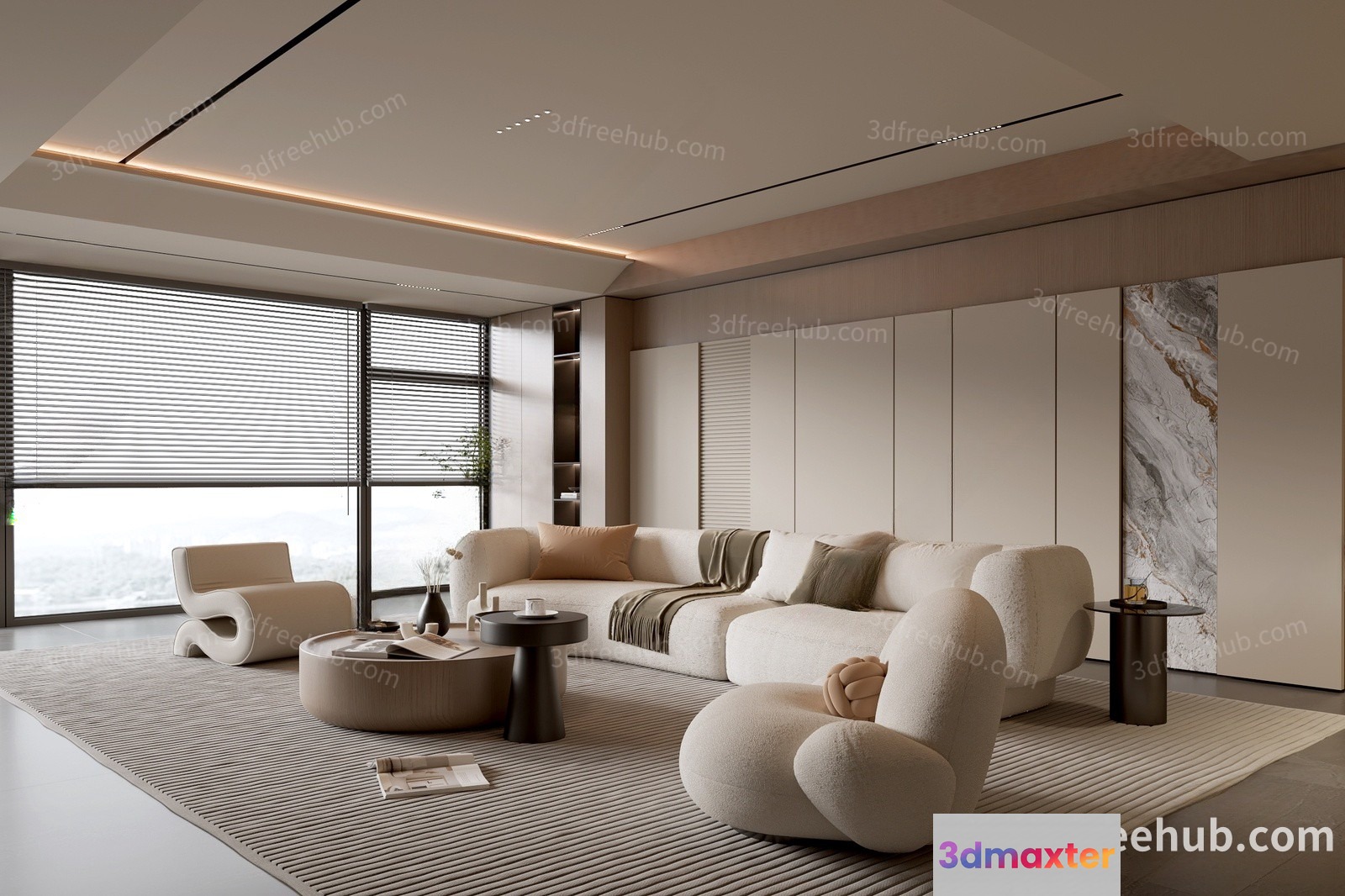 Modern Living Room 3D Model - 4623 - VRAY Render