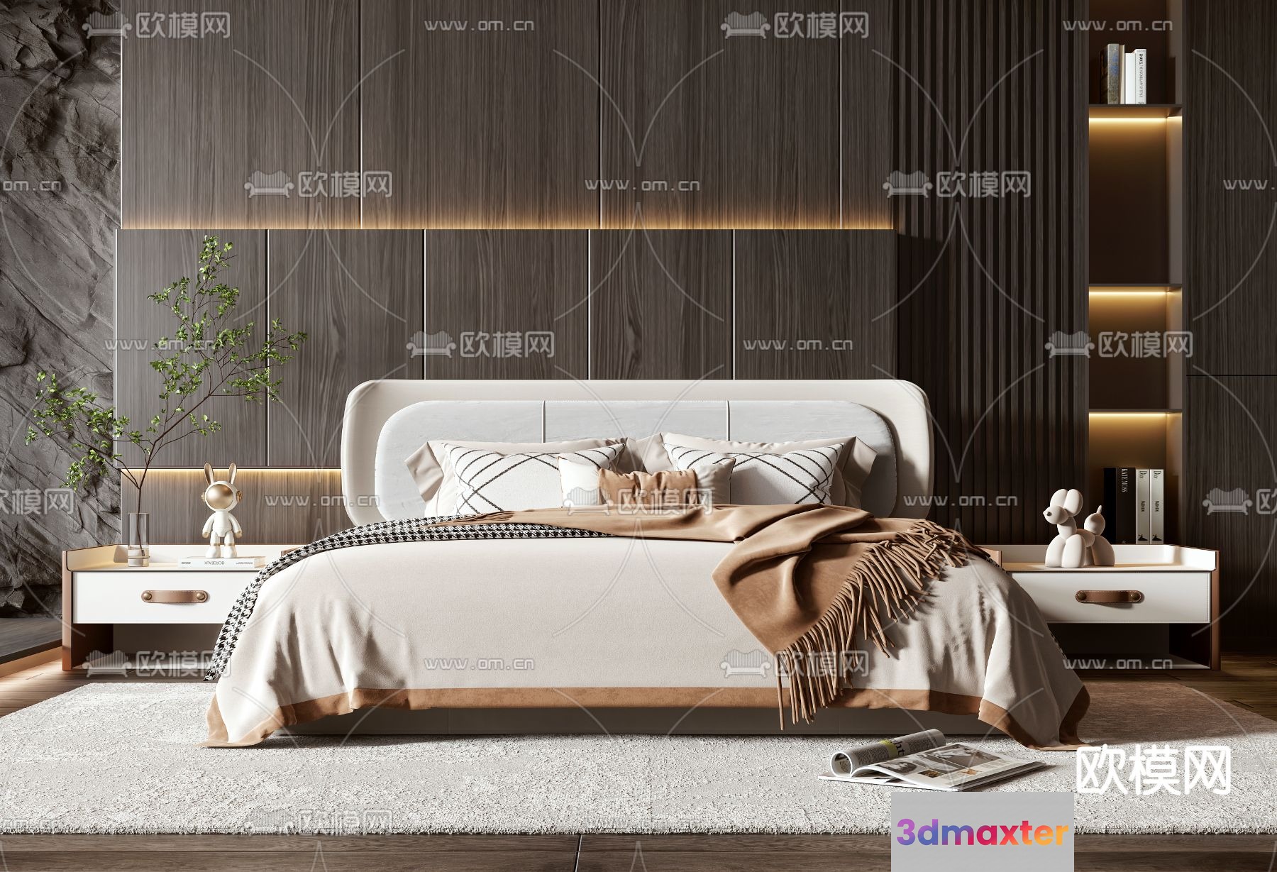 Cozy Modern Bedroom 3D Model - 21732 - VRAY Render
