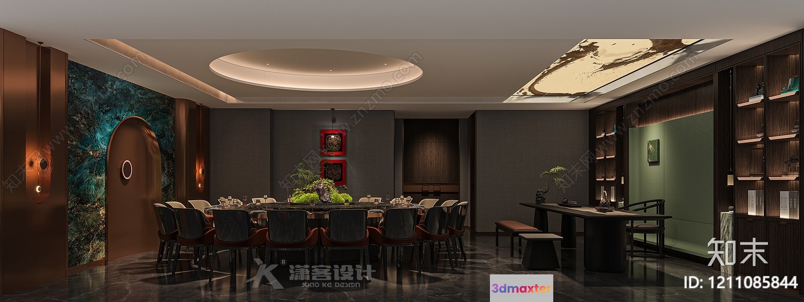 A Luxurious Dining Room With A Large Table And Chairs 3D Model - 3277 - VRAY Render