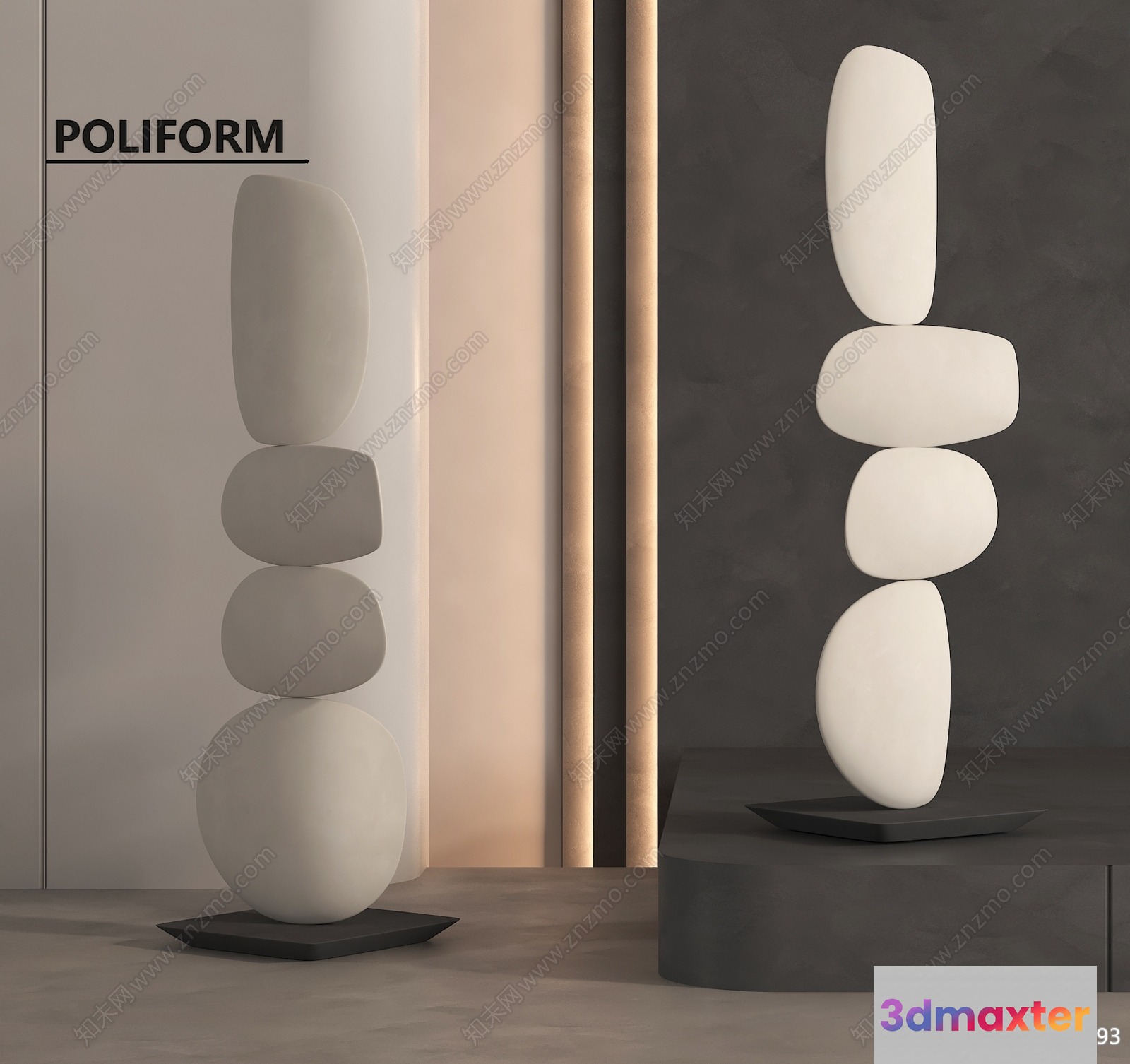 Abstract Sculpture 3D Model - 1529 - VRAY Render