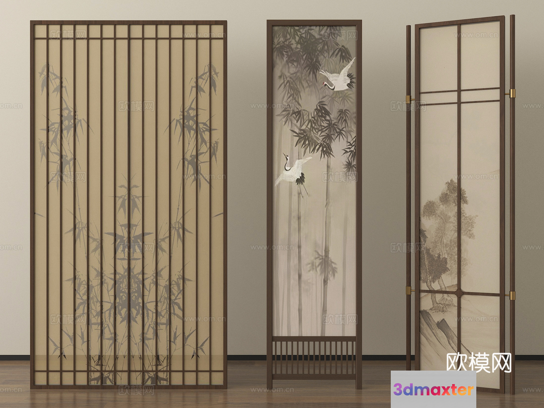 Japanese-Style Room Divider 3D Model - 9183 - VRAY Render
