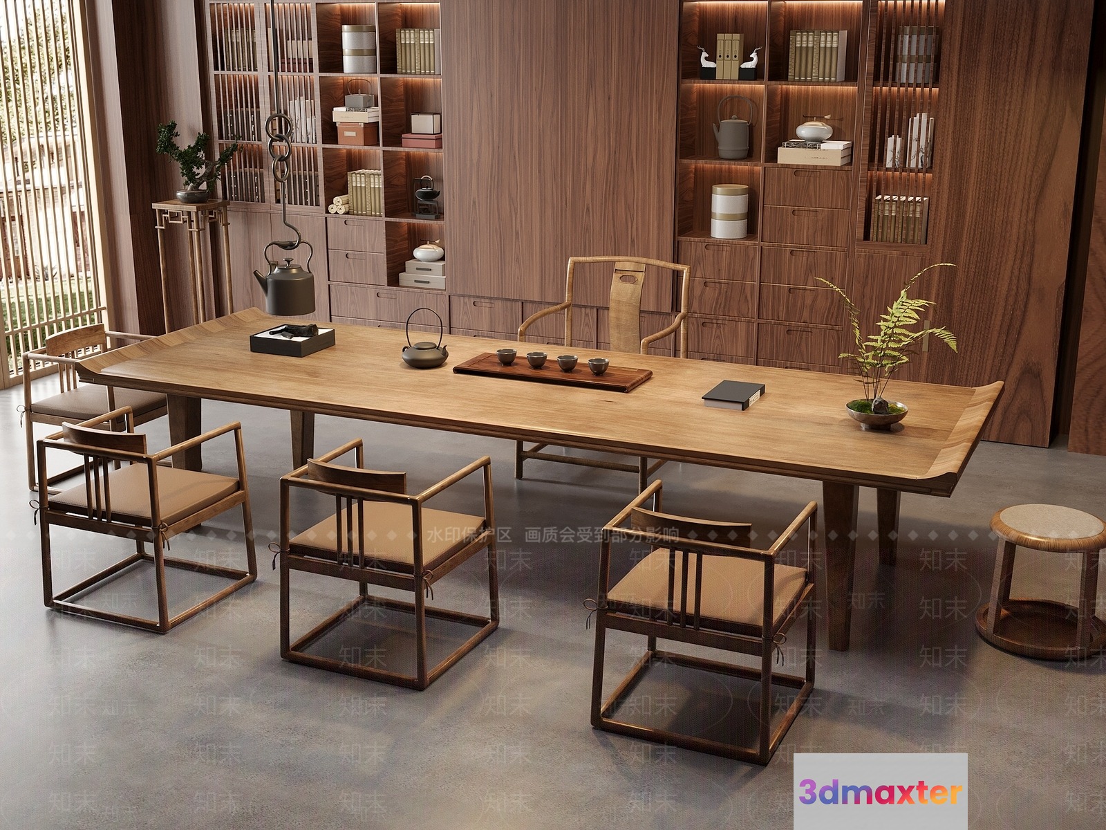 Wooden Table And Chairs 3D Model - 19570 - VRAY Render