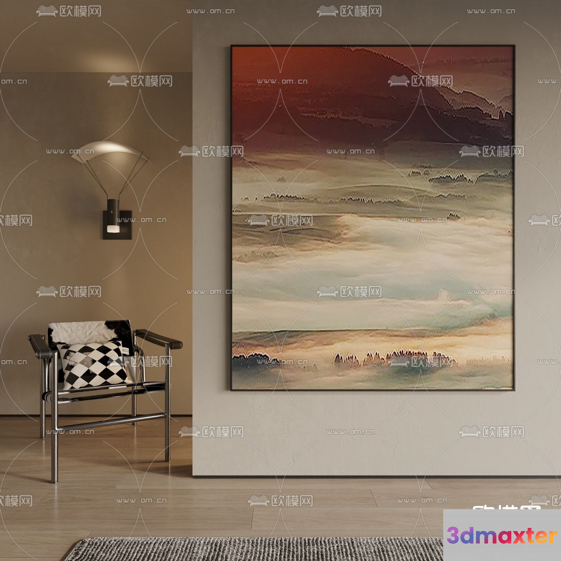 Modern Living Room 3D Model - 15429 - VRAY Render