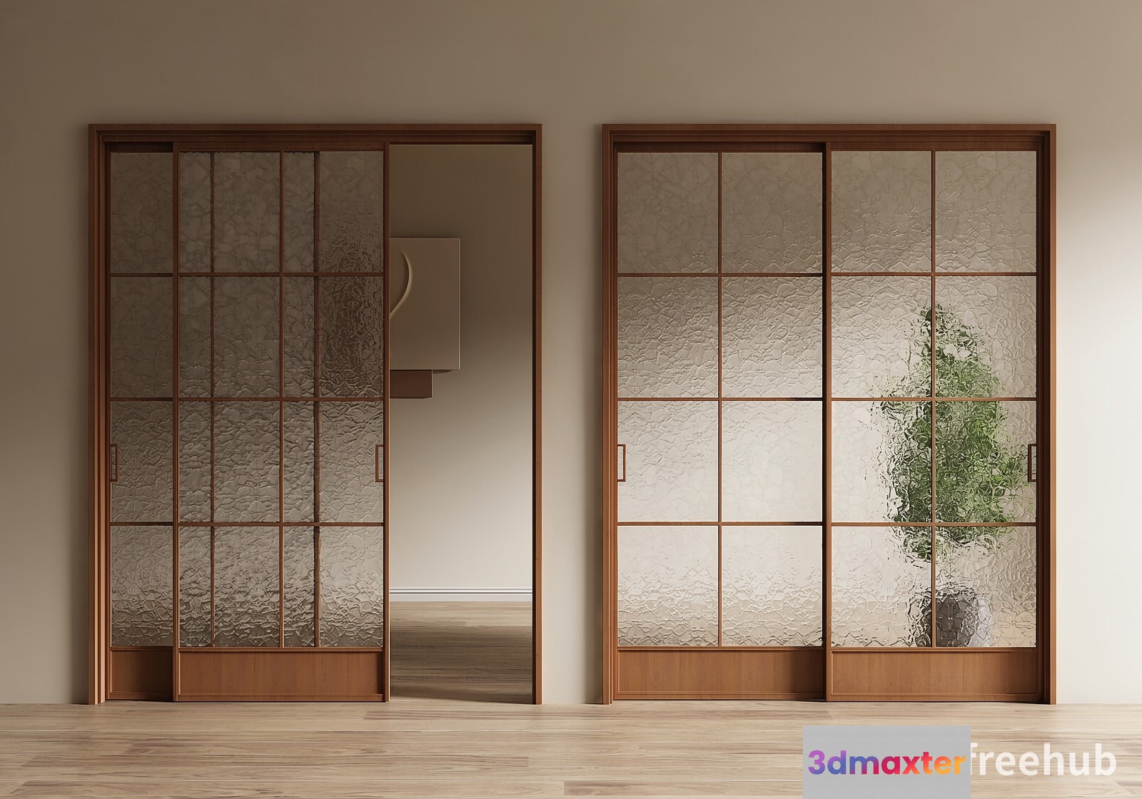Wooden Sliding Doors 3D Model - 19374 - VRAY Render