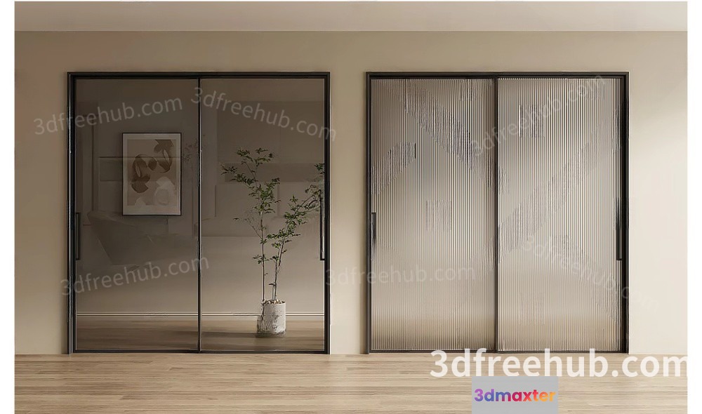 Modern Sliding Doors 3D Model - 21082 - VRAY Render