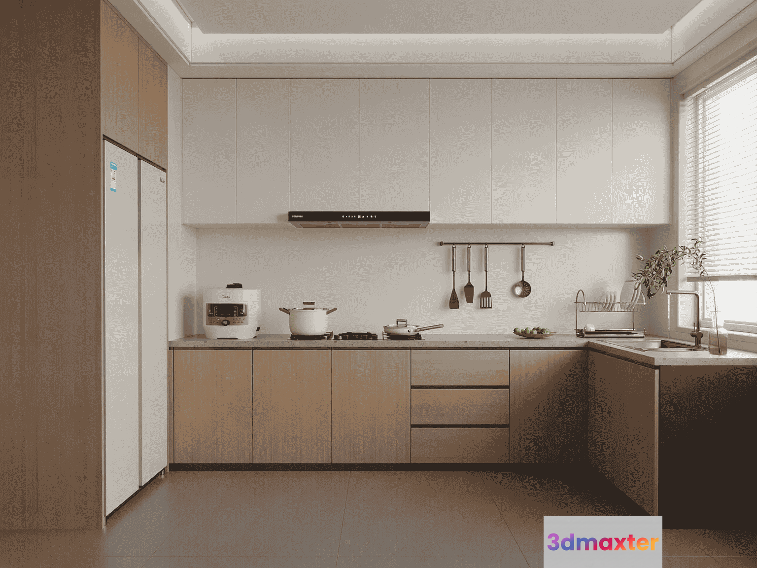 Modern Kitchen Space 3D Model - 10926 - VRAY Render