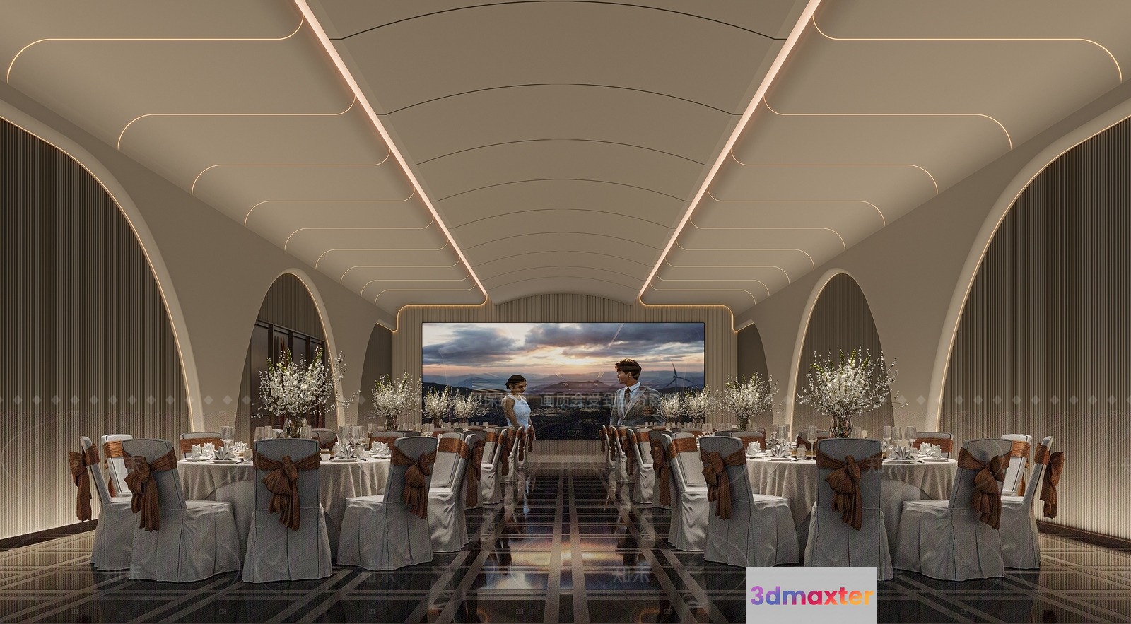 Luxurious Wedding Reception Room 3D Model - 18828 - VRAY Render