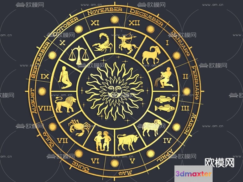 The Main Subject Is A Zodiac Wheel 3D Model - 5691 - VRAY Render