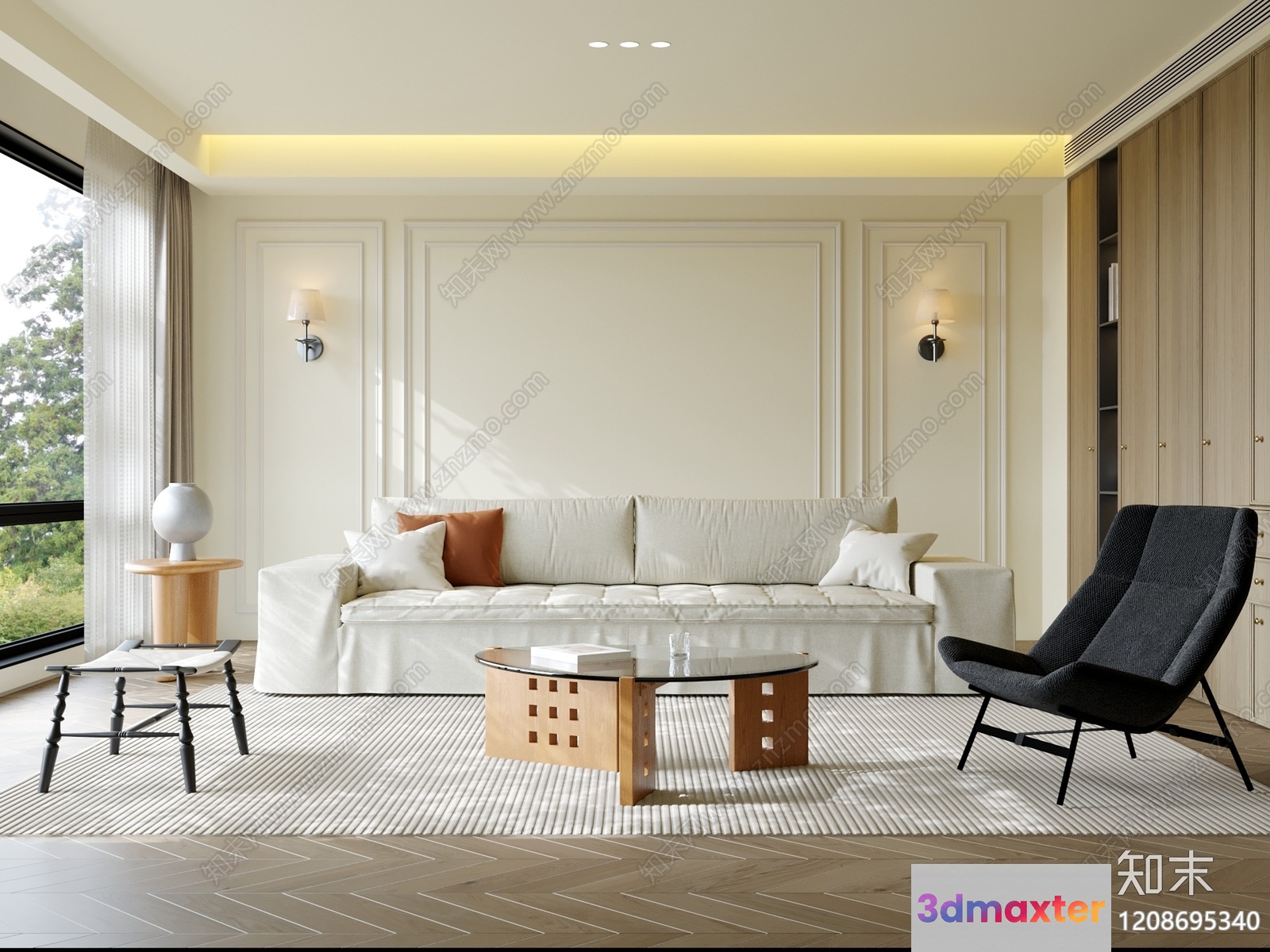 Modern Living Room 3D Model - 605 - VRAY Render