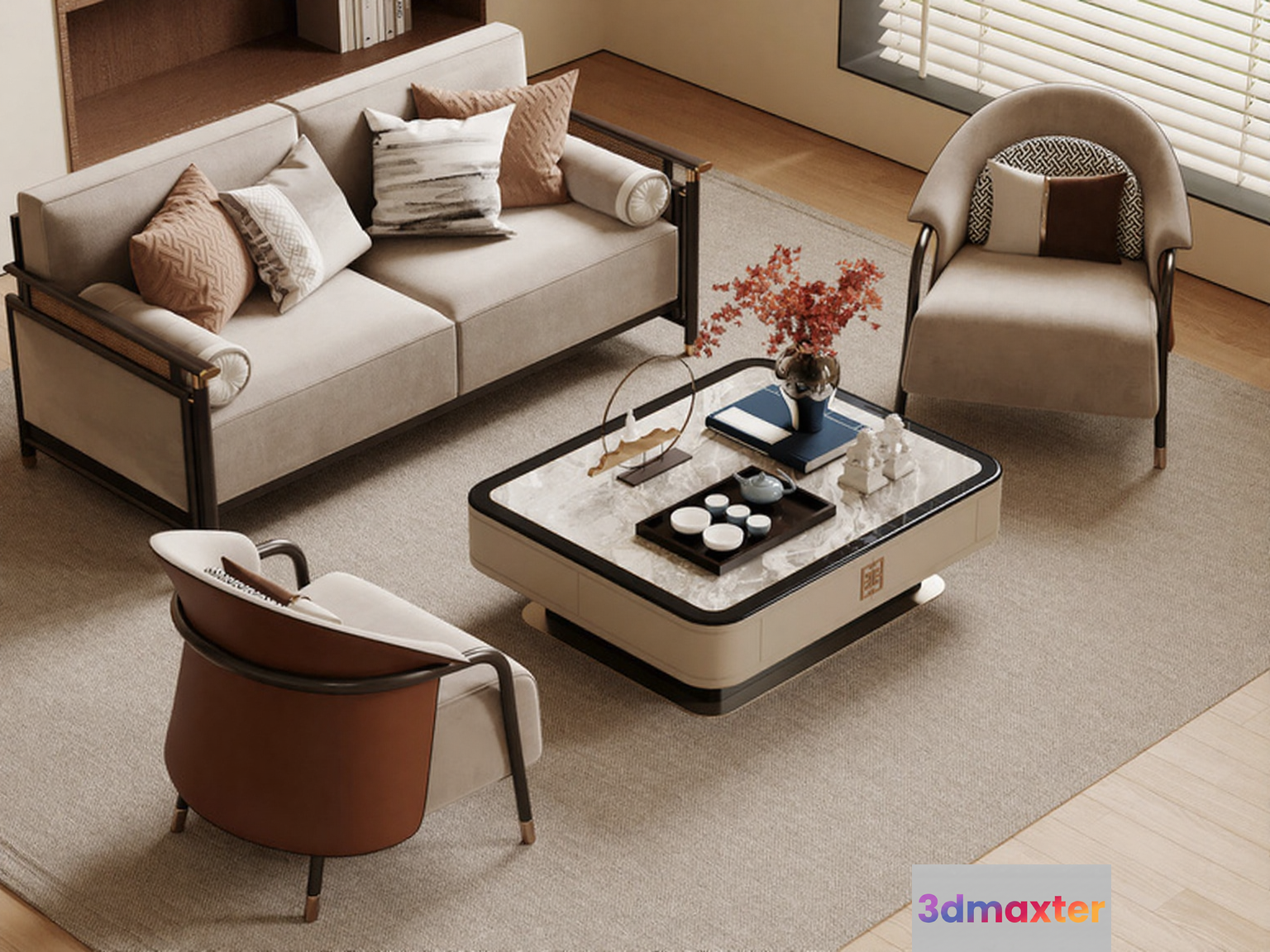Modern Living Room 3D Model - 3128 - VRAY Render