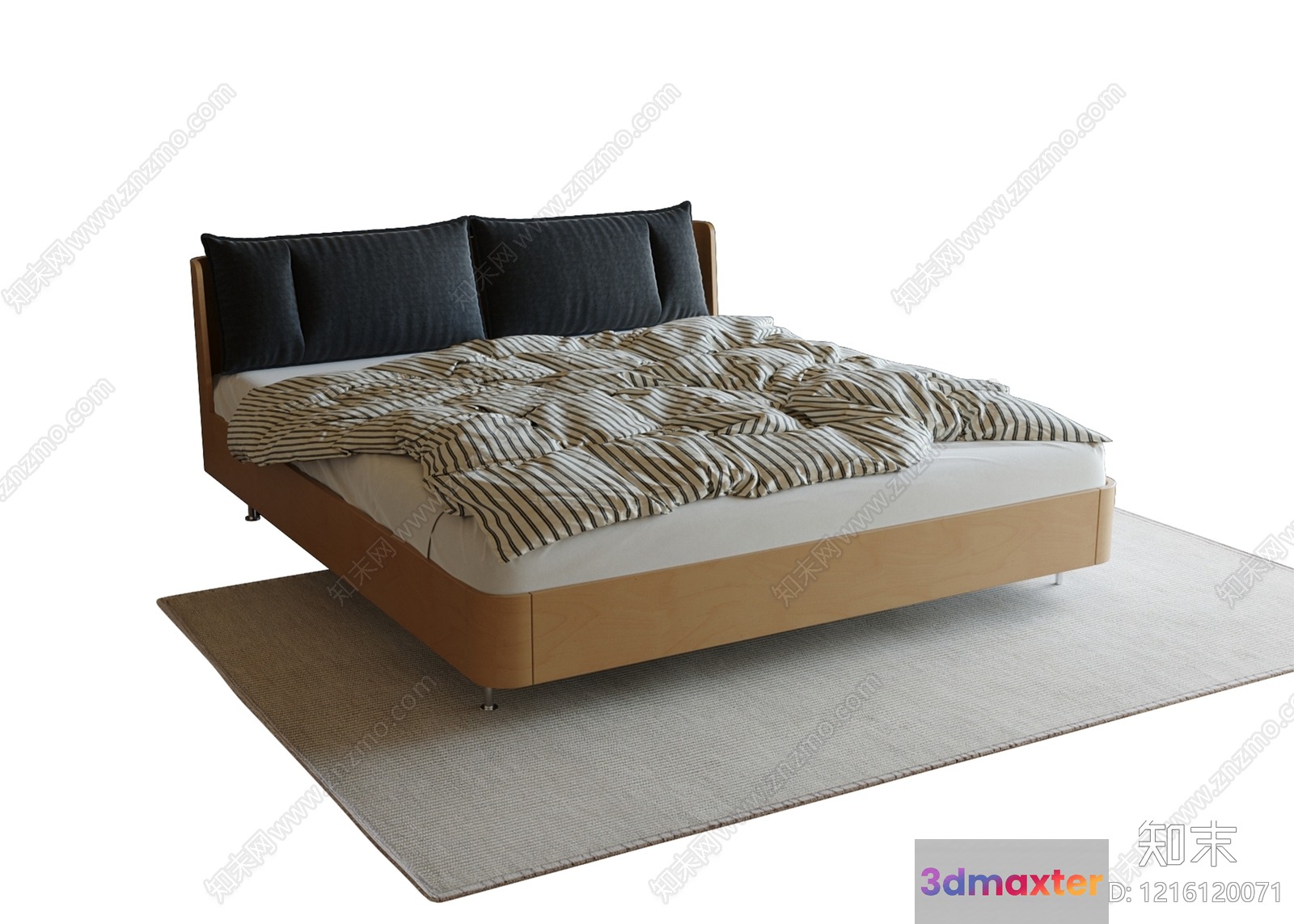 Cozy Modern Bed 3D Model - 11620 - VRAY Render