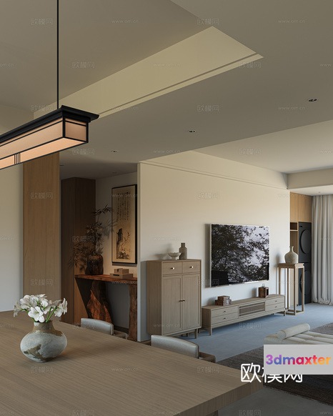 Modern Living Room 3D Model - 8717 - CORONA Render