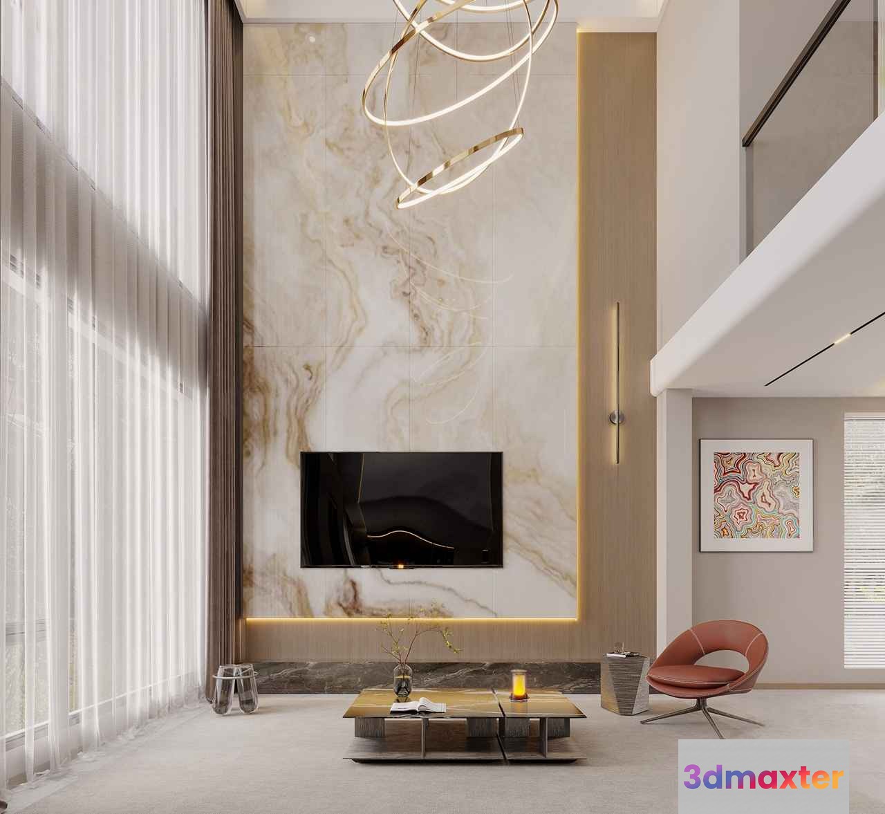 Modern Living Room 3D Model - 11239 - VRAY Render