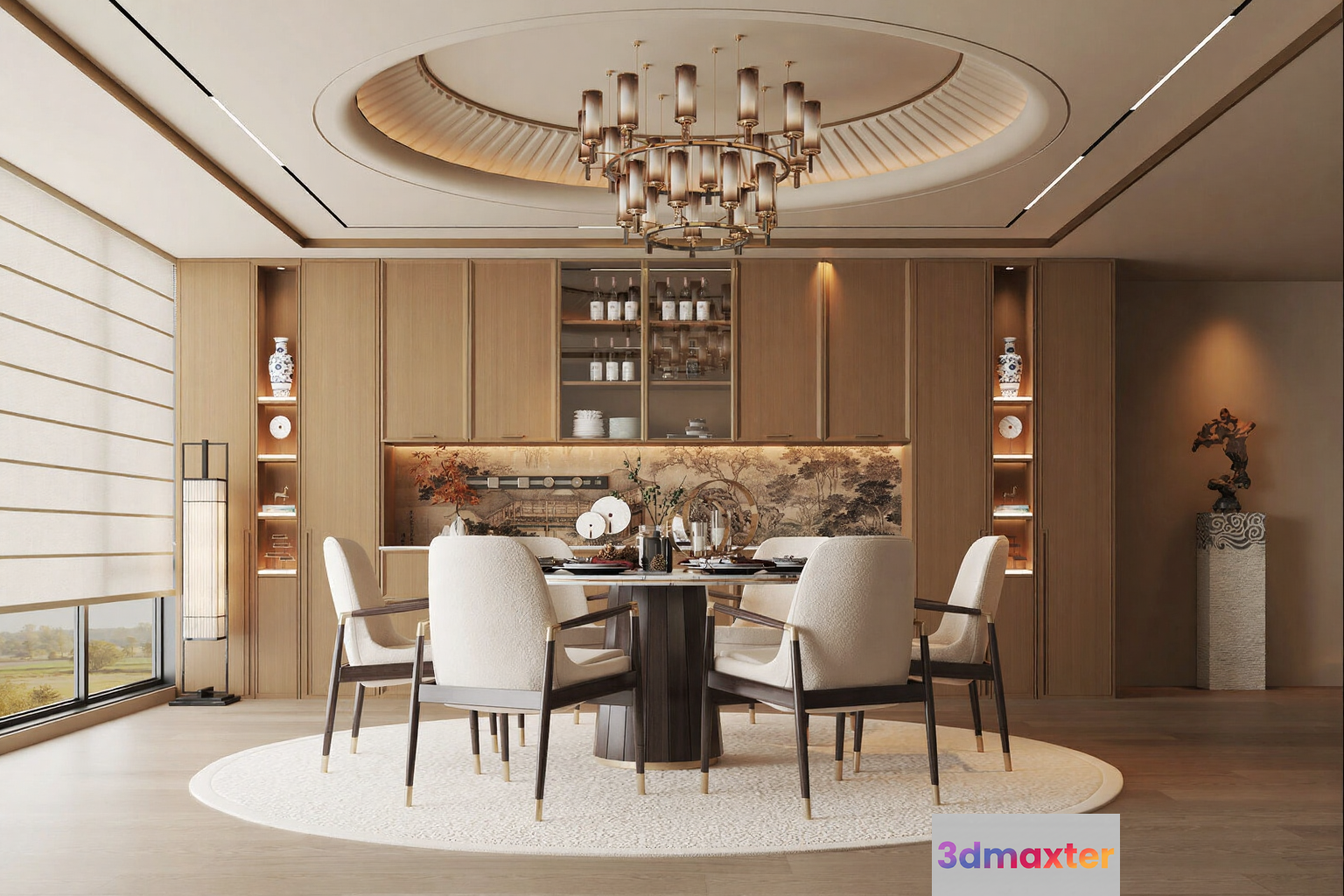 Modern Dining Room 3D Model - 2616 - VRAY Render