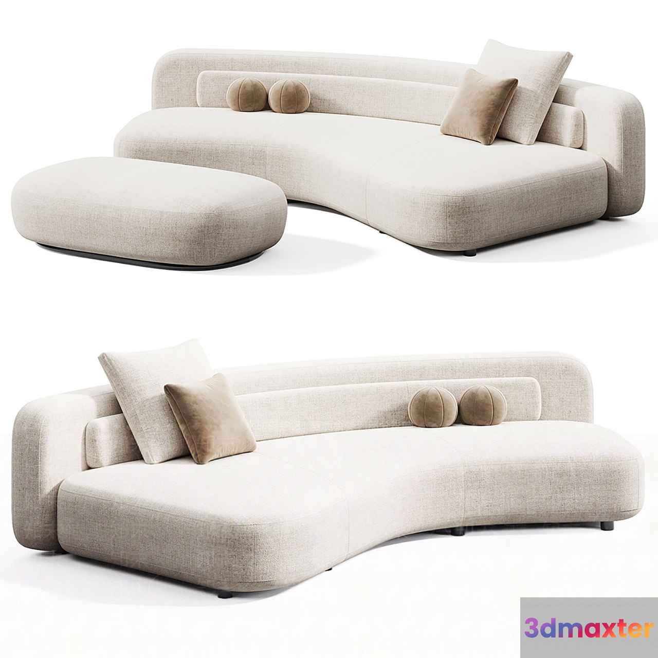 Modern L-Shaped Sofa 3D Model - 15576 - CORONA Render