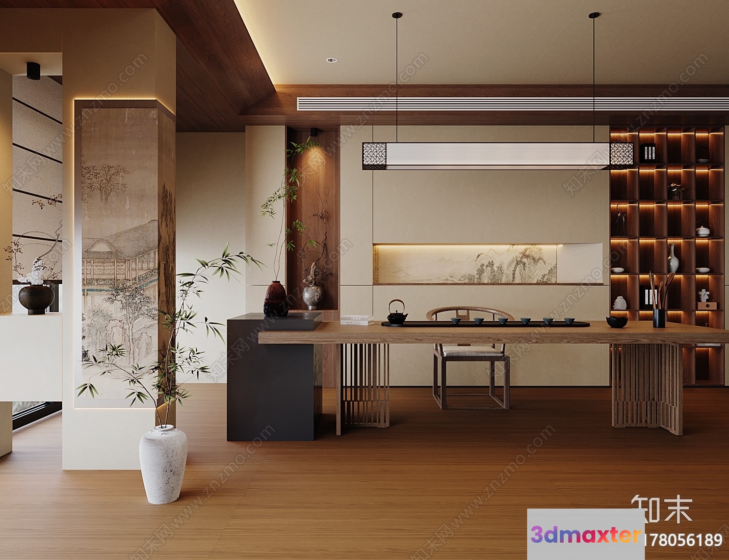A Modern Asian-Inspired Dining Room 3D Model - 10686 - CORONA Render