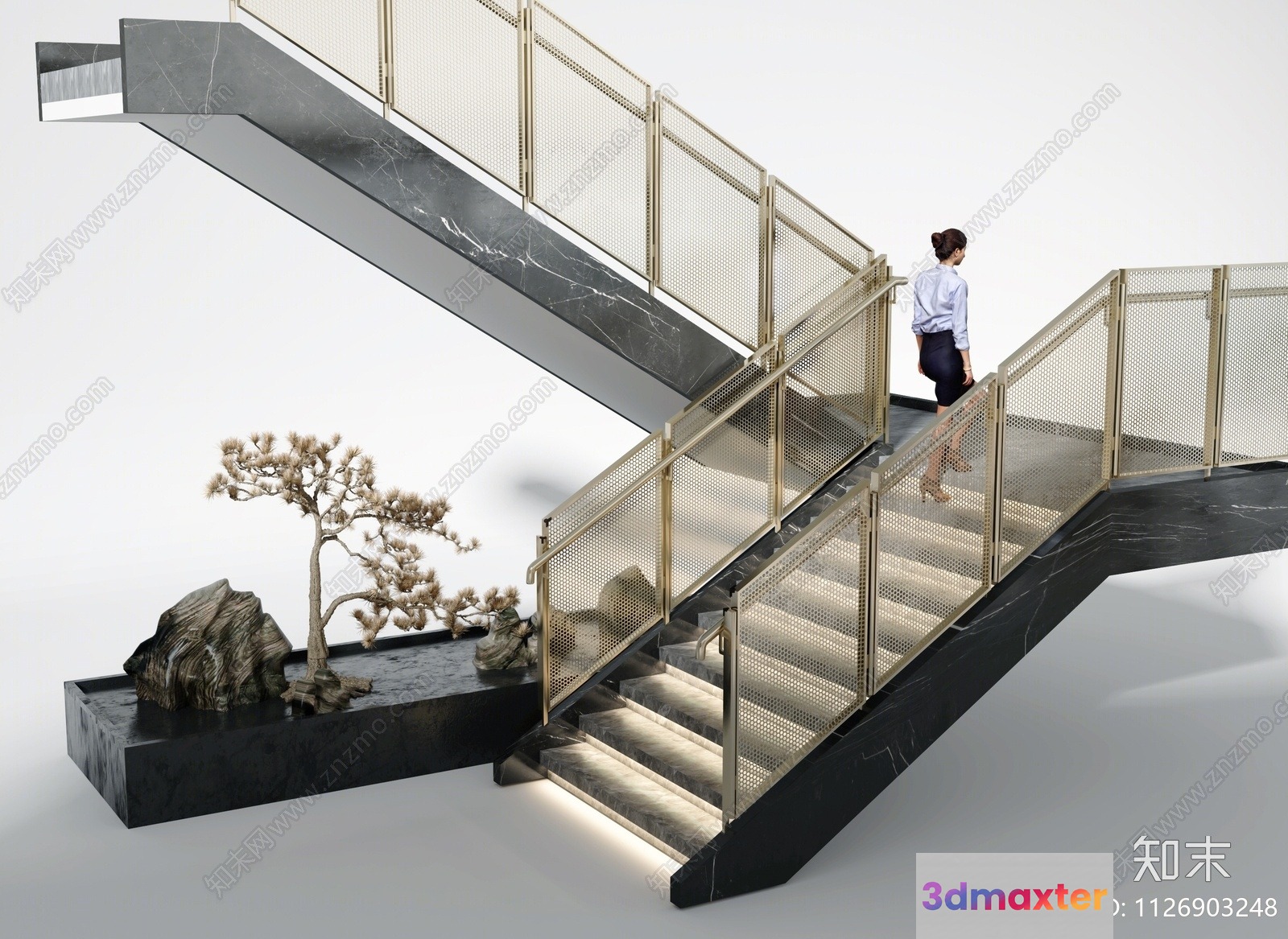 Modern Marble Staircase 3D Model - 17394 - VRAY Render