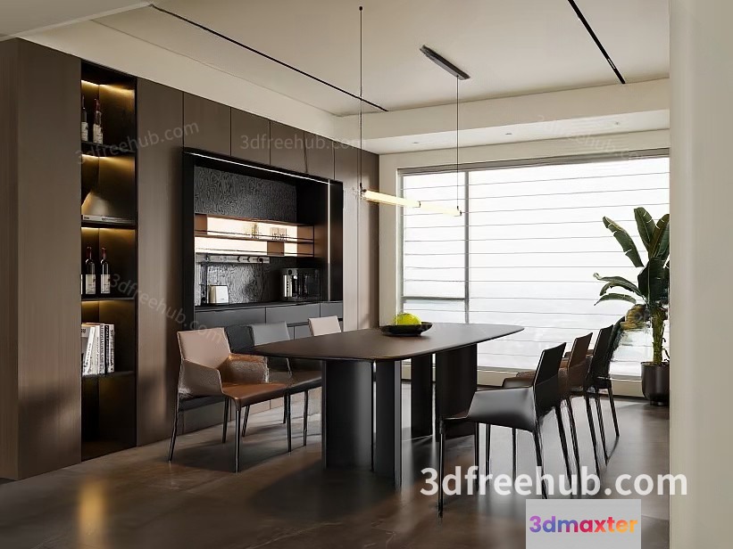 Modern Dining Room 3D Model - 19302 - VRAY Render