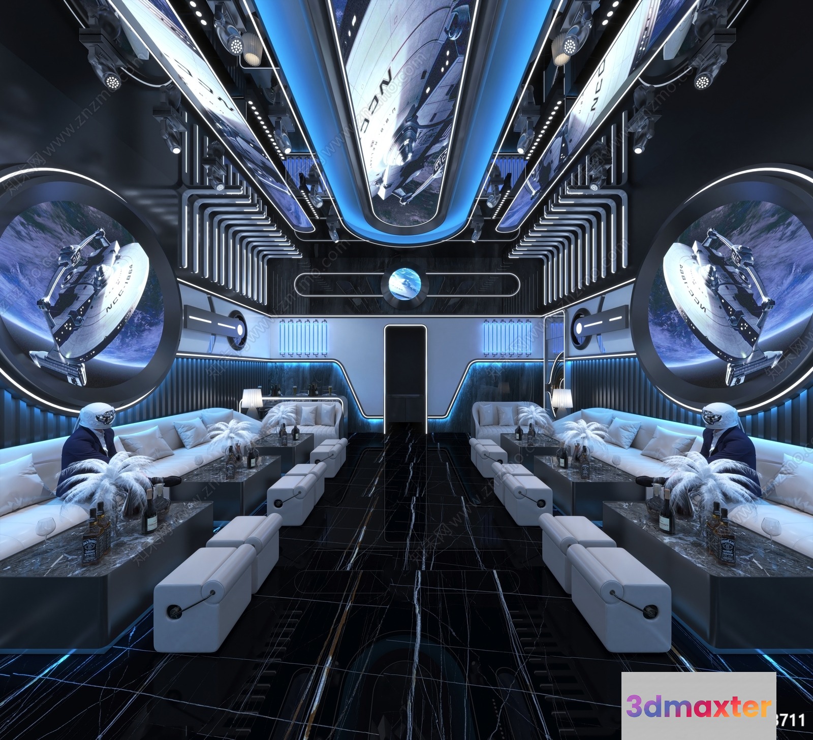 Space-Themed Lounge 3D Model - 7878 - VRAY Render