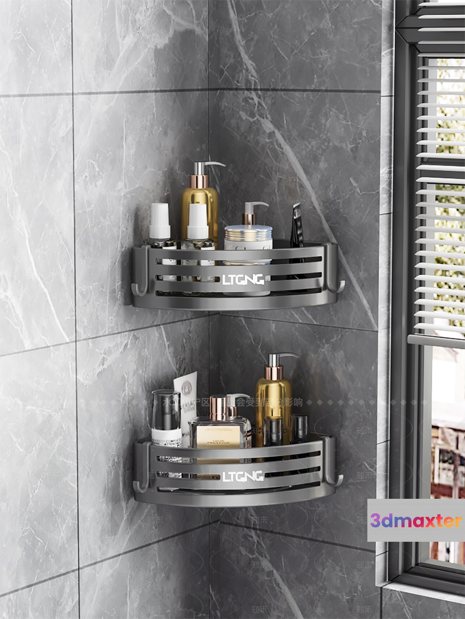 Metal Corner Shelves With Bathroom Products 3D Model - 20135 - VRAY Render