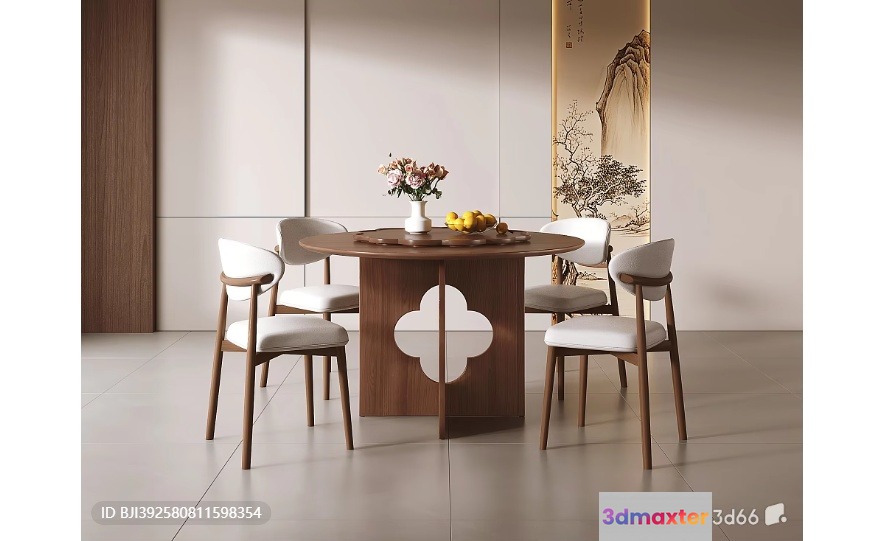 A Minimalist Dining Table 3D Model - 7102 - VRAY Render