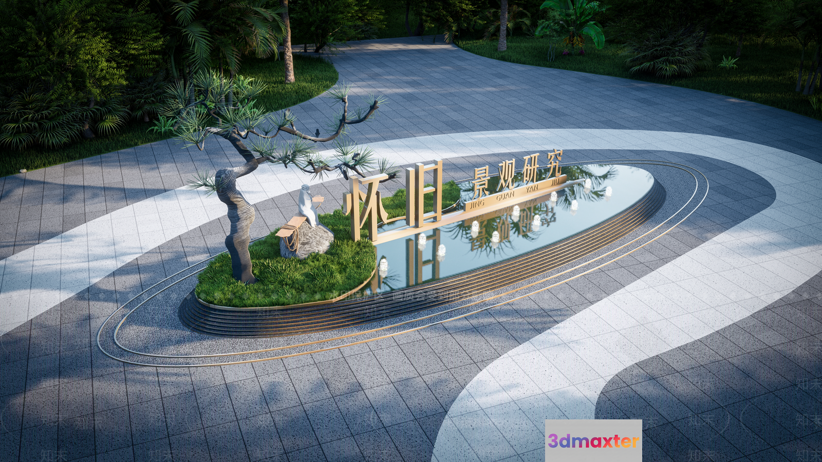 A Serene Japanese Garden With A Pond 3D Model - 17699 - VRAY Render
