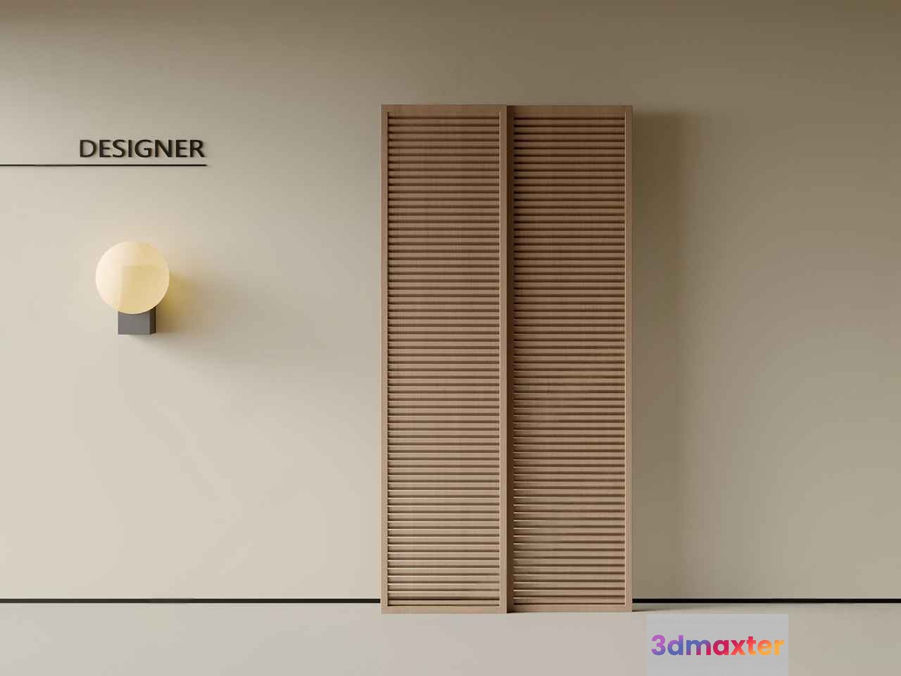 A Wall With A Light Fixture And A Shutter 3D Model - 22657 - VRAY Render