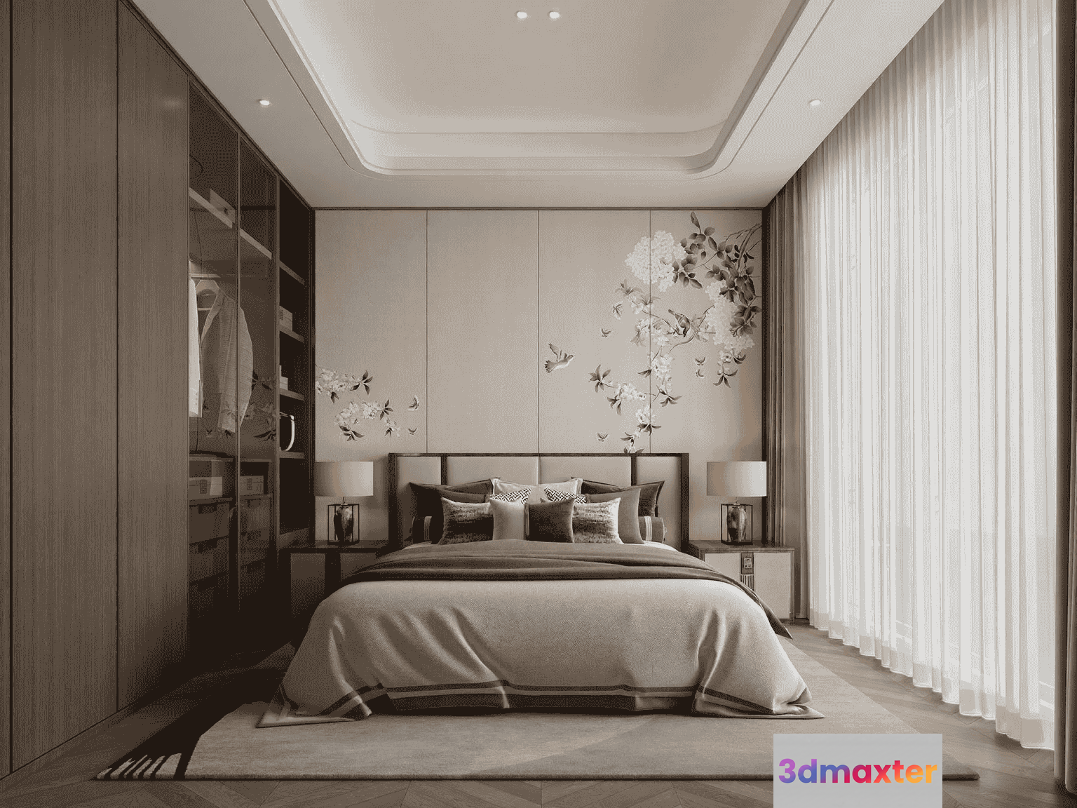 Cozy Modern Bedroom 3D Model - 10951 - VRAY Render