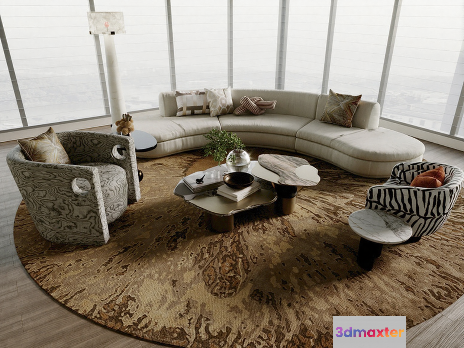 Modern Living Room 3D Model - 7735 - VRAY Render