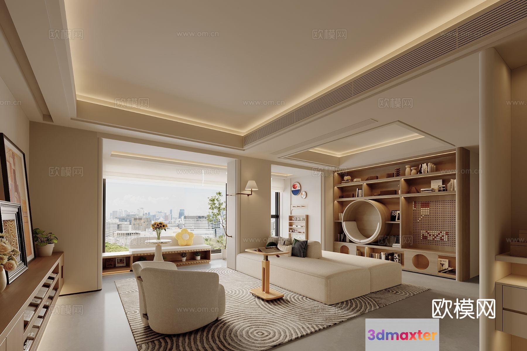 Modern Living Room 3D Model - 9024 - VRAY Render