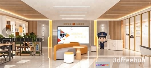 A Modern Office Space 3D Model - 23633 - VRAY Render