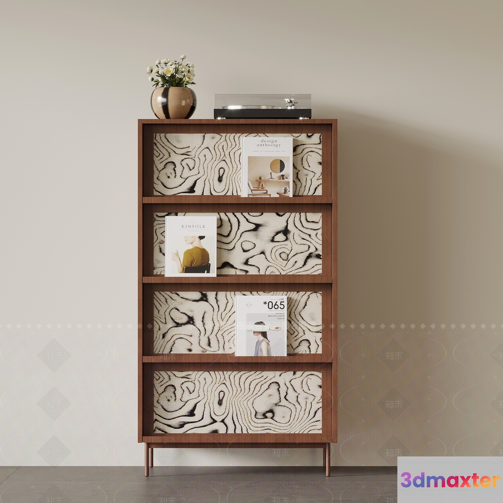 Mid-Century Modern Bookshelf 3D Model - 190 - VRAY Render