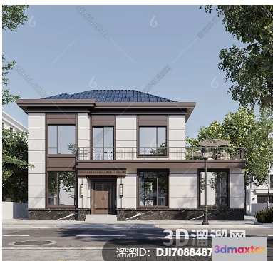 Two-Story House 3D Model - 4560 - VRAY Render