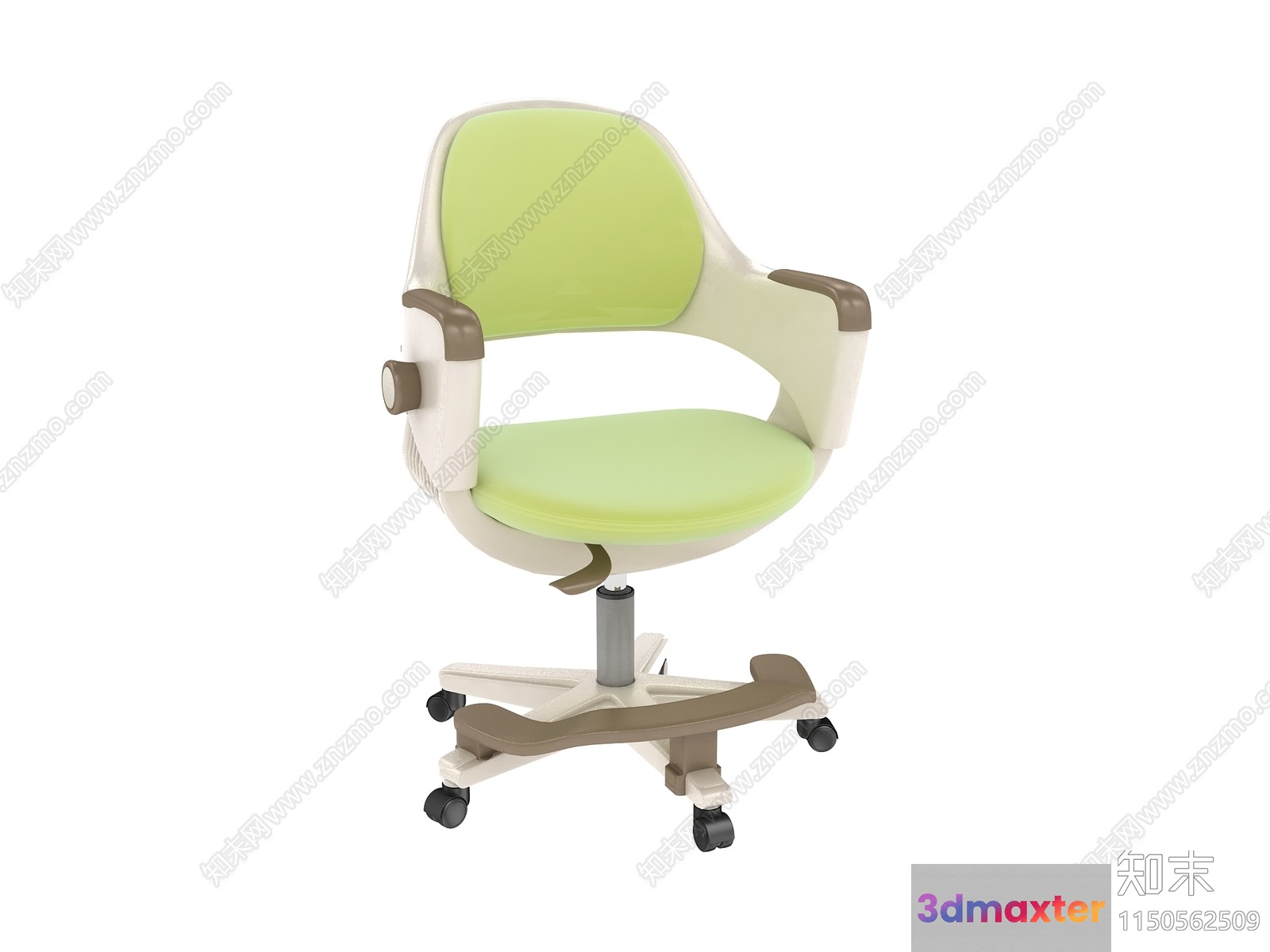 Office Chair With Green Seat And Back 3D Model - 16004 - VRAY Render